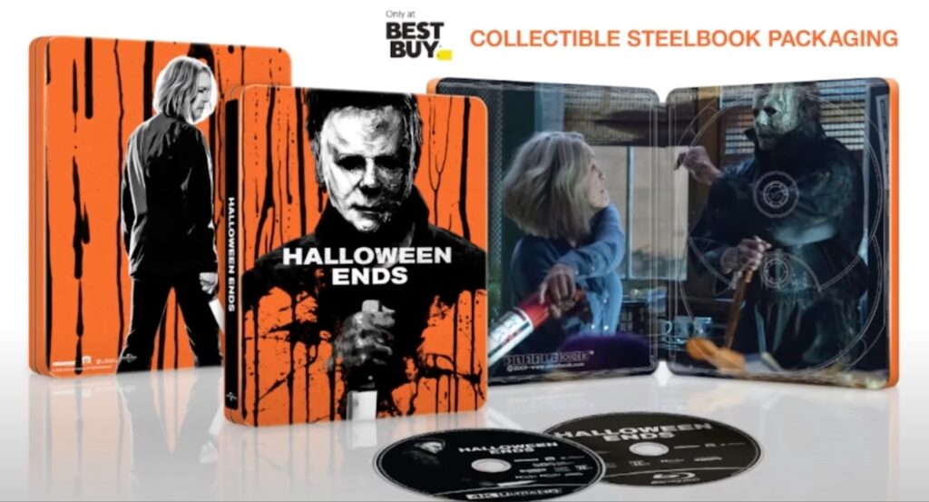 Collection of DVDs with the film Halloween Ends